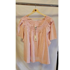 NWT A New Day Off the Shoulder Top Pink Stripe Women's Plus Size 3X